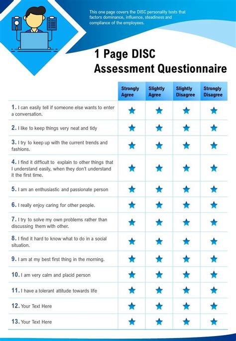We did not find results for: 1 Page DISC Assessment Questionnaire Presentation Report ...