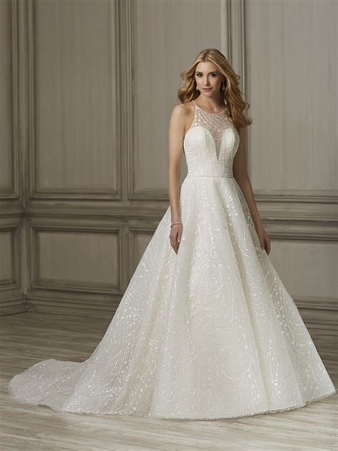 Halter Neck Lace Illusion Over The Base Bodice With Sweetheart Neckline