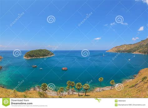 Landscape of Karon and Kata Beaches with Blue Sky Background at Phuket Stock Image - Image of