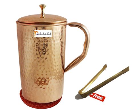 Buy Prisha India Craft Pure Copper Jug Pitcher Hammered Design Capacity 2000 Ml Online At