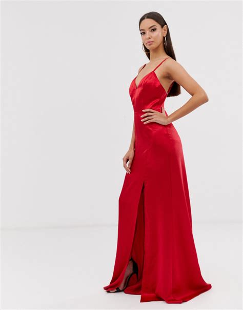 satin maxi dress with split dresses images 2022