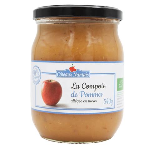 Compote de pommes allégée en sucres Bio 540 g Côteaux Nantais