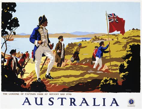 Poster For Australia Showing The Landing Of Captain Cook At Botany Bay