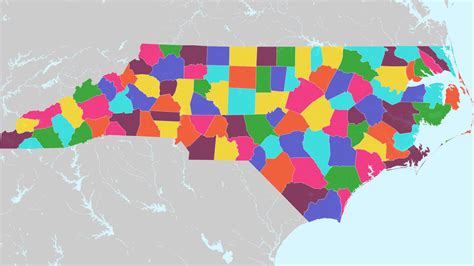Counties Of North Carolina Interactive Colorful Map