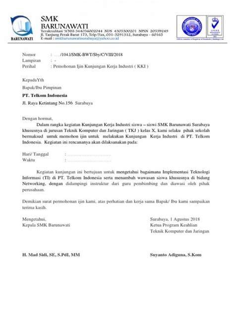 Contoh Surat Kunjungan Wisata - Risch Pdf