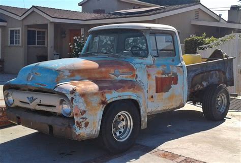 56 Ford F250 On S10 Frame With 350 Crate Original Chassis And Y Motor