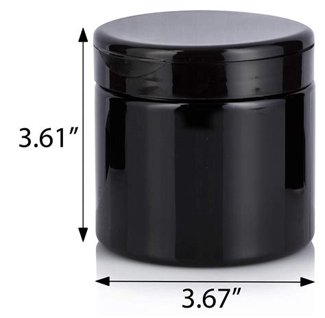 Black Plastic Straight Sided Jar With Black Flip Top Cap 16 Oz 480