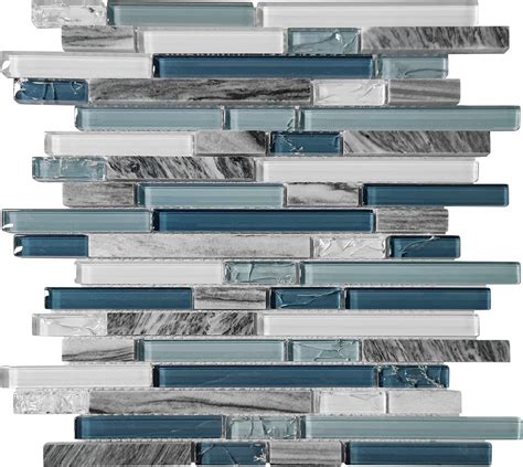 Ocean Blue Ice Crackle Glass Mosaic Tile For Kitchen Backsplashes Bathroom Multi Width Random