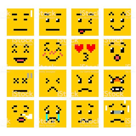 Vectorspixel Art Square Smiley Emoticon