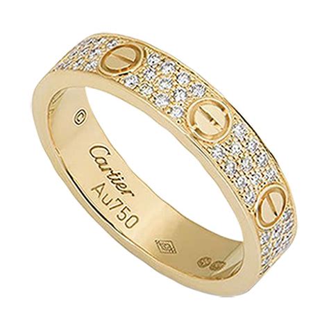 Cartier Yellow Gold Pave Diamond Love Ring For Sale At 1stdibs