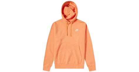 Nike Cotton Club Pullover Hoody In Orange For Men Lyst