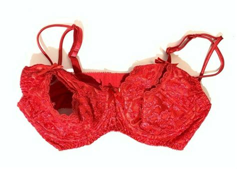 Empire Intimates Open Tip Red Bra Lace Full Figure Push Up Fit 34 Bc
