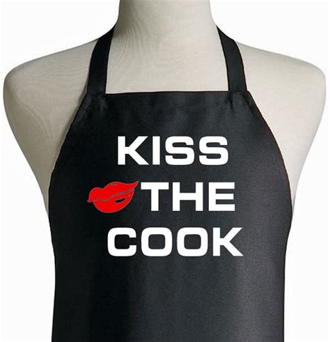 Black Kitchen Apron Kiss The Cook Novelty Chef Aprons