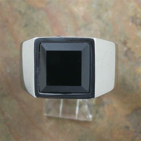 Stainless Steel Signet Ring With Black Stone Transglobal Trading