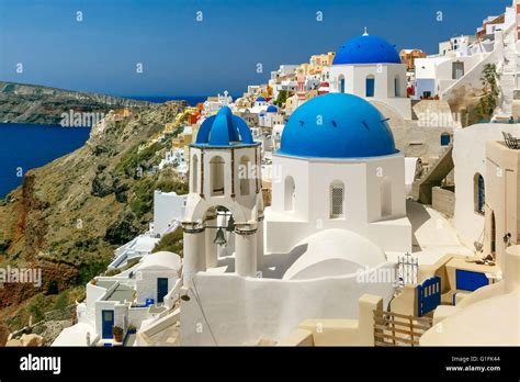Picturesque View Of Oia Santorini Greece Stock Photo Alamy