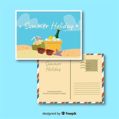 Free Vector Flat Summer Holiday Postcard Template Postcard Template