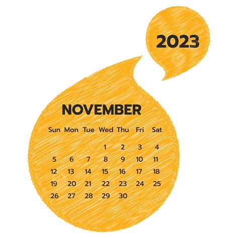 November 2023 Calendar Template Vector November 2023 November 2023