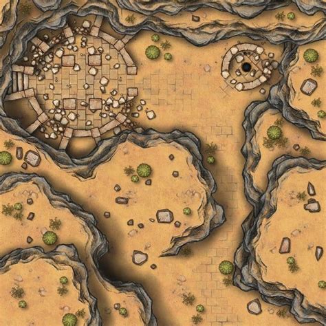 Ruined Shrine In A Desert Canyon Battlemap X X
