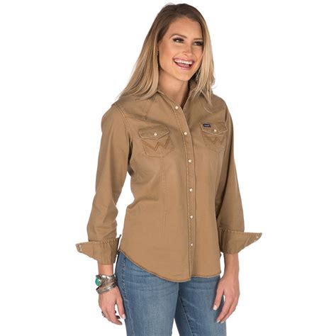 Wrangler Wrangler Womens Long Sleeve Snap Shirt Xl Rawhide Walmart