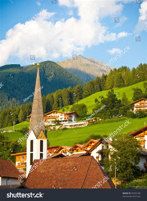 Small Mountain Village In The Dolomites Italy Stock Photo