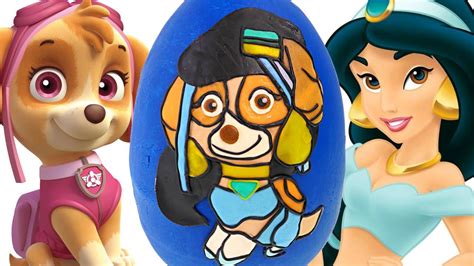 Disney Princess Jasmine X Paw Patrol Skye Giant Play Doh Surprise Egg Opening On Dctc Youtube