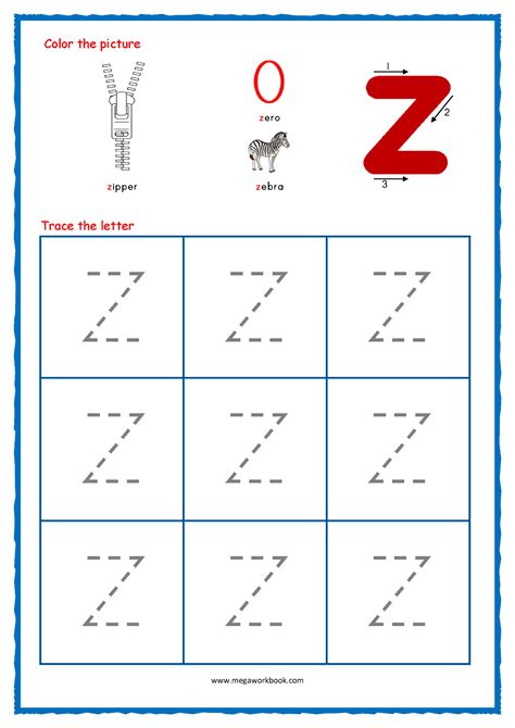 Free Letter Z Tracing Worksheets