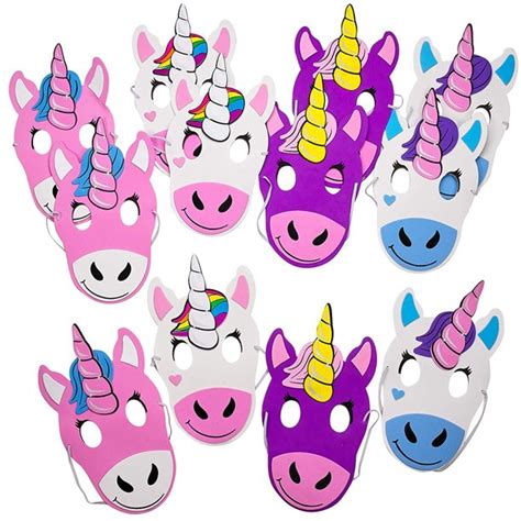 Kco Brands Kicko Foam Unicorn Mask A Dozen Of 9” Multicolored