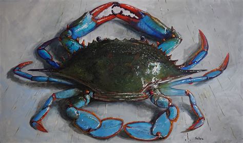 Blue Crab With Tattoo 2 Oil Painting On Canvas By Billy Solitario