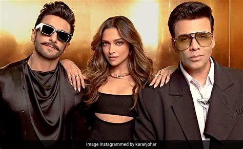 Koffee With Karan 8 Deepika Padukone Ranveer Singh And Karan Johar In A Pic Enough Said