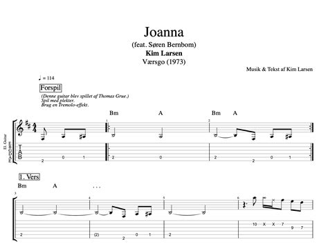 joanna · kim larsen guitars piano vocal tabs sheet music chords lyrics — play