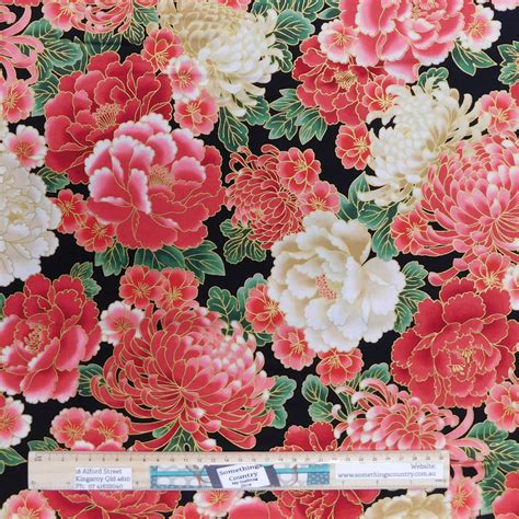 Quilting Patchwork Fabric JAPANESE LARGE FLORAL 50x55cm FQ Material | eBay