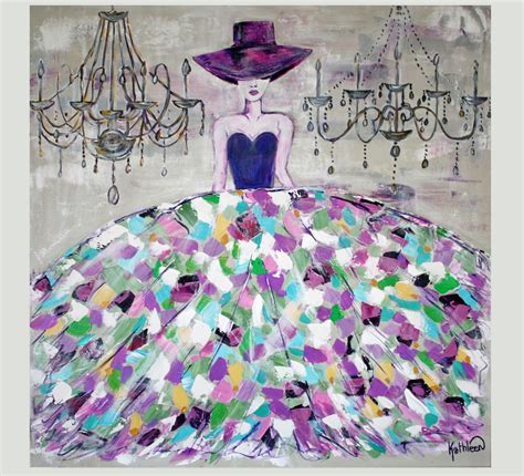 Modern Woman Painting Colorful Dress Handmade Ready To Hang