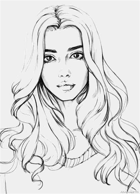 Realistic Girl Coloring Page Art Drawings Beautiful Realistic