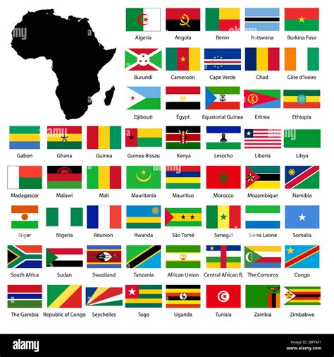 Banderas De África Y El Continente Mapa Fotografía De Stock Alamy