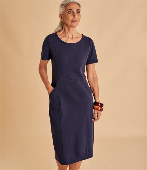 Navy Kurz Rmeliges Jerseykleid Aus Baumwolle Mit Geringem