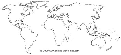 Outline World Map With Medium Borders White Continents And Oceans