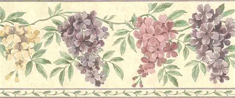 Lilac Purple Lavender Green Cream Rose Textured Glaze Wall Border