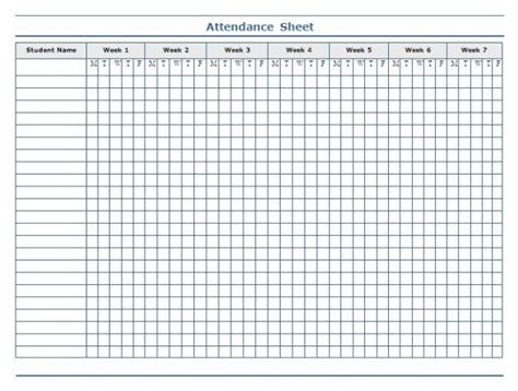 Minimalist Template Of Weekly Attendance Sheet In Excel For Student