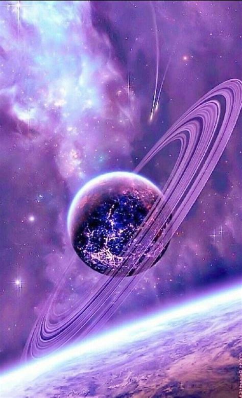 Saturn Space Art Galaxy Wallpaper Purple