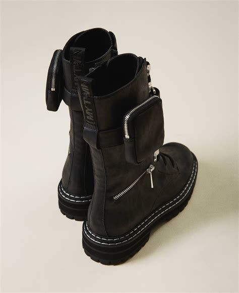 Combat Boots With Zip And Side Pocket Woman Black Twinset Milano