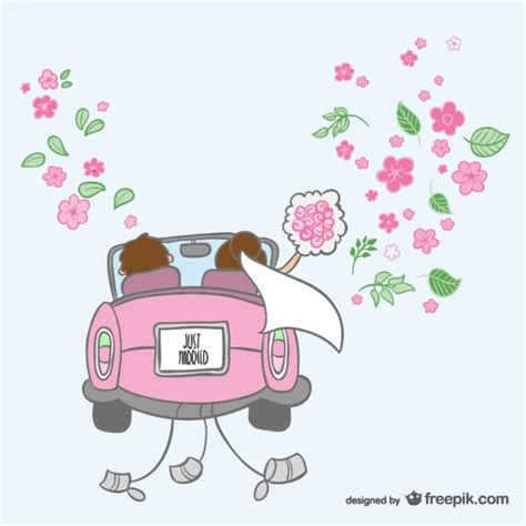 Vorlage für einen privaten kaufvertrag für gebrauchtwagen. Just married cartoon illustration | Kostenlose Vektor