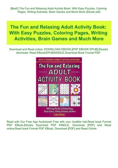 Best The Fun And Relaxing Adult Activity Book With Easy Puzzles