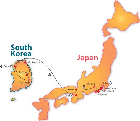 Japan location on the asia map. Nexus Holidays - Splendours of South Korea & Japan 15 Days