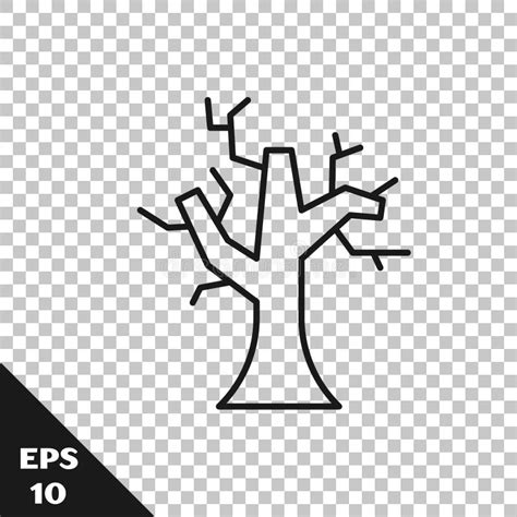Black Line Withered Tree Icon Isolated On Transparent Background Bare