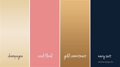 Four Different Color Palettes With The Words Champagne Gold And Black On Them