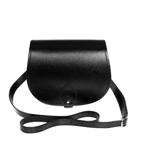 Zatchels Black Handmade Leather Saddle Bag 2 Sizes