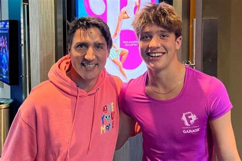 Justin Trudeau And Son Xavier Twin In Pink To Watch Barbie Movie