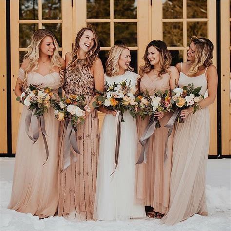 Wedding Bridesmaid Dresses Neutrals Cream Tan Blush In 2019 Cream