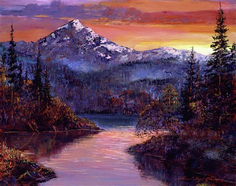 Rocky Mountain Sunset Painting By David Lloyd Glover