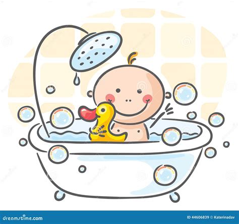 Baby Bath Tub Cartoon Clipart Illustration Of A Happy Cute Baby